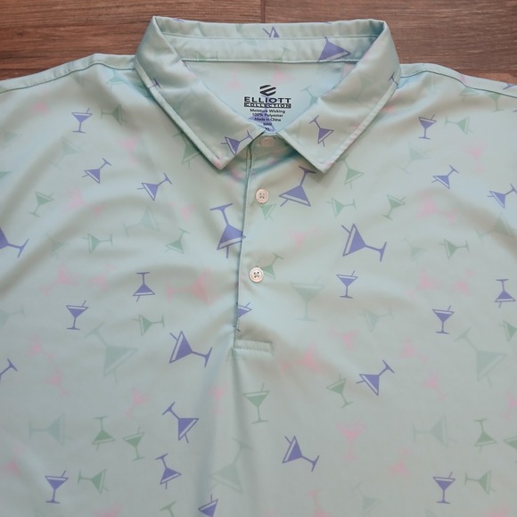 Elliott‎ Collection Polo Mens Extra Large Green Martini AOP Golf Performance - Picture 1 of 7